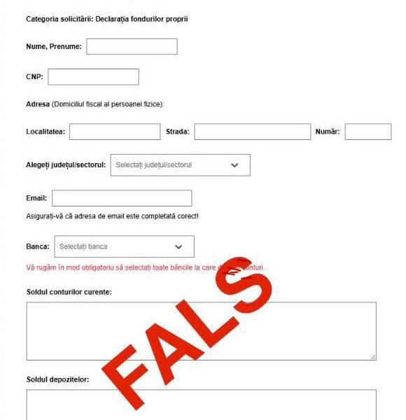Fraudă online: un link fals mimează Formularul Unic al ANAF