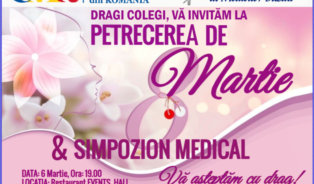Colegiul Medicilor Buzău organizează o petrecere dedicată femeilor medic, în contextul Zilei Internaționale a Femeii Colegiul Județean al Medicilor Buzău invită femeile medic să se înscrie până marți, 3 martie, pentru a participa la evenimentul dedicat Zilei Internaționale a Femeii, organizat de Colegiu
