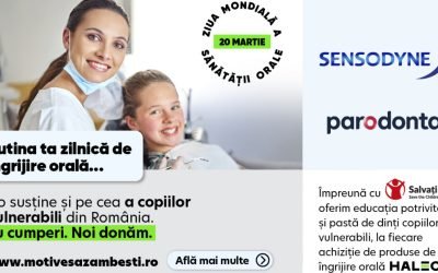 Haleon România și Salvați Copiii se aliază pentru a îmbunătăți igiena orală în rândul copiilor vulnerabili Cu ocazia Zilei Mondiale a Sănătății Orale, marcată anual pe 20 martie, compania Haleon România și organizația Salvați Copiii România lansează o amplă inițiativă națională