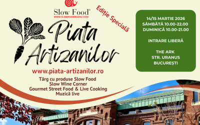 Piața Artizanilor Slow Food ajunge la București cu produse locale și degustări Pasionații de gastronomie și produse locale sunt așteptați în acest weekend la București, unde Asociația Slow Food Buzău organizează prima ediție a Pieței Artizanilor în Capitală