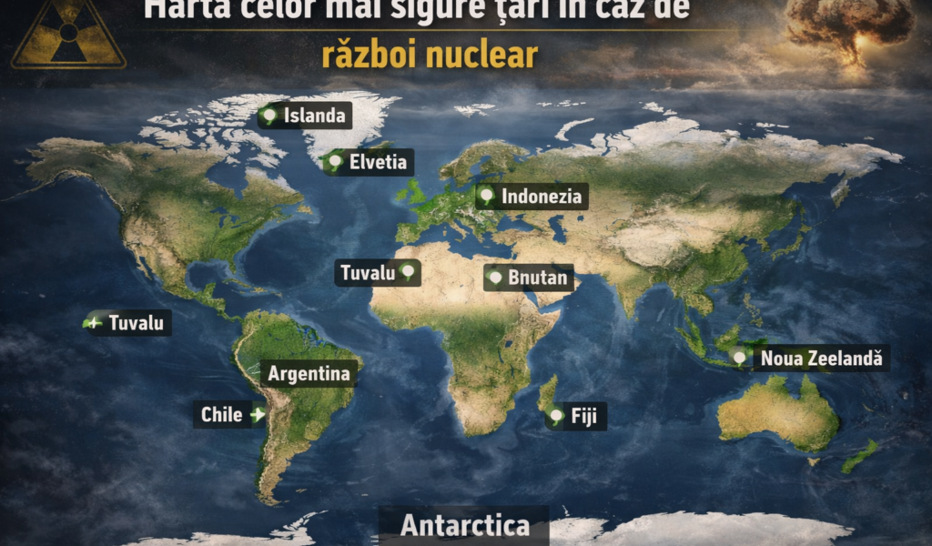 Războiul din Ucraina și tensiunile din Orientul Mijlociu alimentează anxietatea privind un conflict nuclear Pe fondul tensiunilor geopolitice accentuate, experții au început să analizeze locurile de pe glob care ar oferi cele mai mari șanse de supraviețuire în cazul unui război nuclear