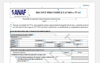 ANAF modifică formularul 300 pentru a reflecta schimbările de TVA Agenția Națională de Administrare Fiscală (ANAF) a emis un proiect de ordin care vizează modificarea formularului 300, cunoscut drept „Decont de taxă pe valoarea adăugată”
