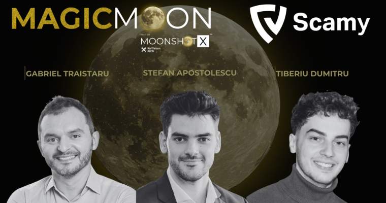 Scamy.io, startup românesc anti-fraudă, câștigă concursul MagicMoon și merge la Londra Startup-ul românesc Scamy.io, specializat în identificarea fraudelor digitale, a câștigat concursul MagicMoon, organizat în cadrul programului MoonShotX