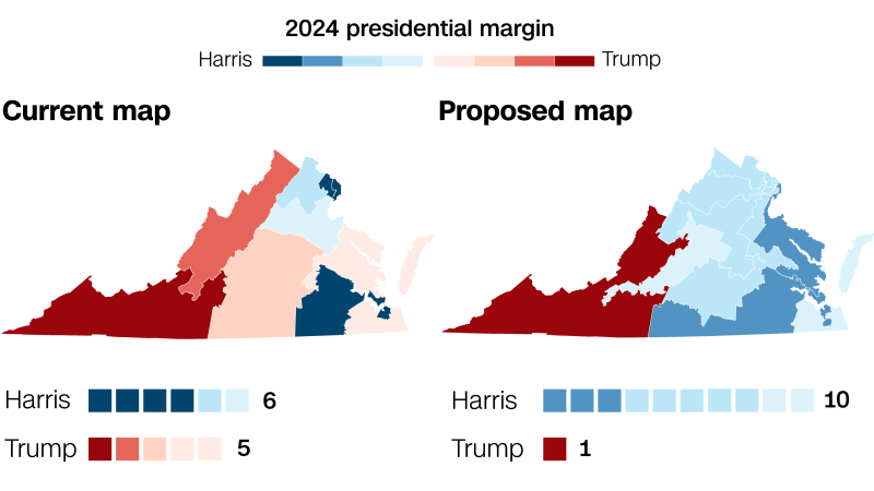 A look at Virginia Democrats’ proposed US House map