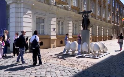 Ouă de Paște de 7.000 € în Timișoara: Statuia, umbrită de zestrea uriașă