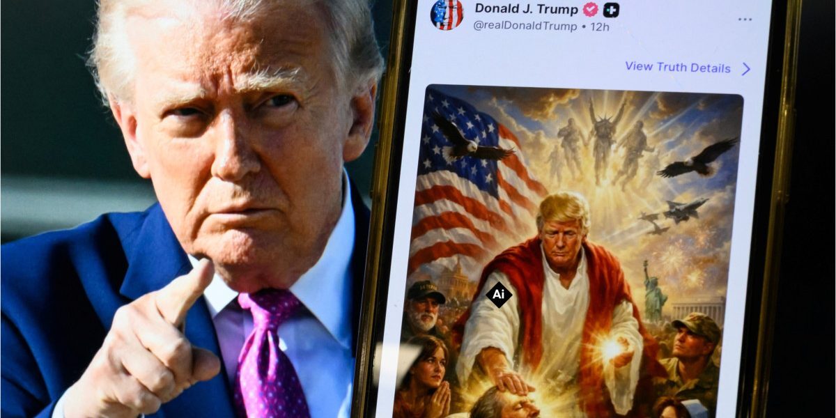Creatura satanică din poza cu Donald Trump „Iisus”: Ce e în centru