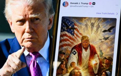Creatura satanică din poza cu Donald Trump „Iisus”: Ce e în centru