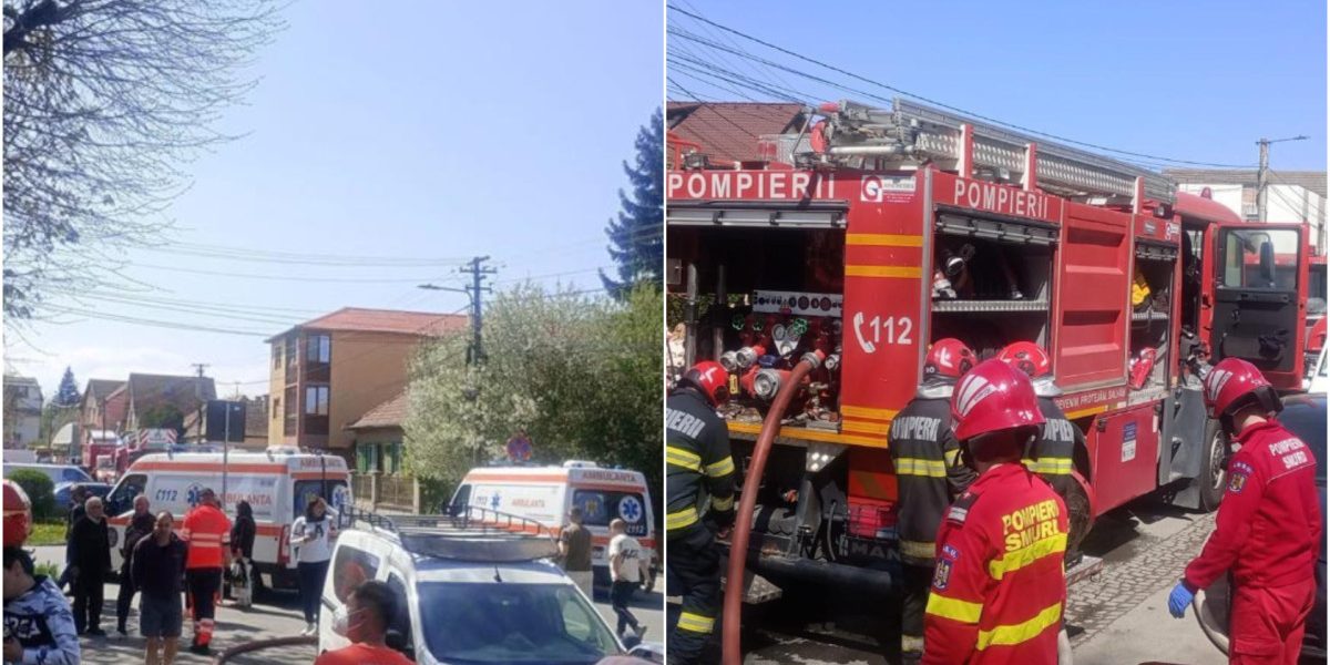 Incendiu devastator într-un bloc din Sibiu: Zeci de oameni evacuați, trei la spital