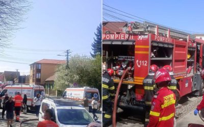 Incendiu devastator într-un bloc din Sibiu: Zeci de oameni evacuați, trei la spital