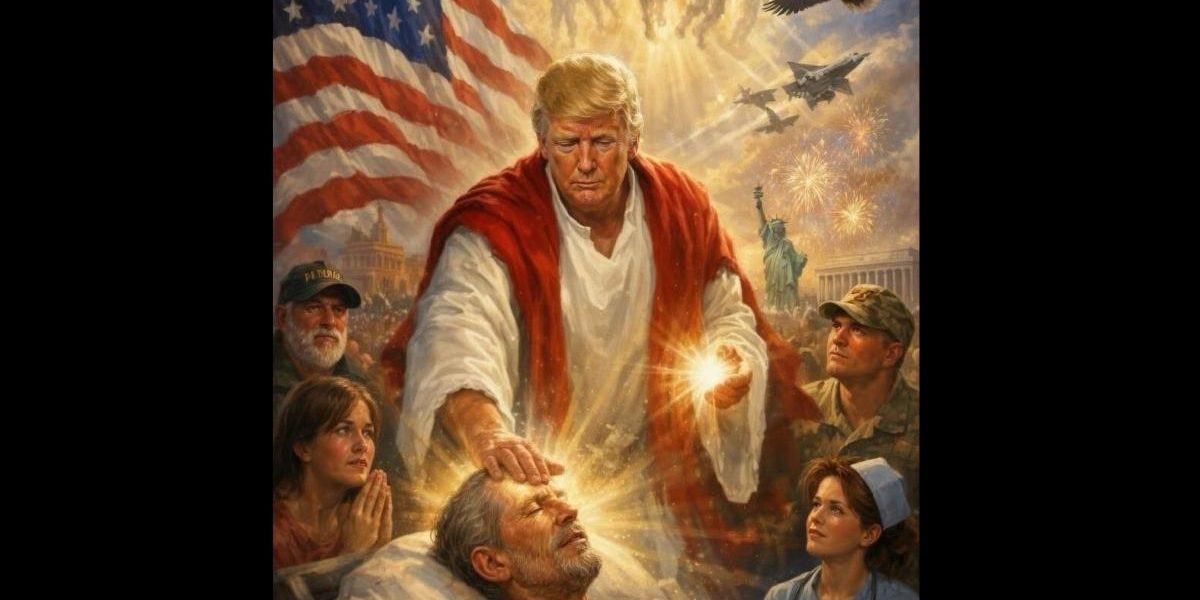 Trump, despre poza ca Isus: „Am crezut c-a fost Crucea Roşie!”