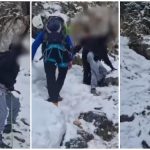 Salvați la limită pe munte: Doi turiști au stat o oră jumătate culcați pe burtă