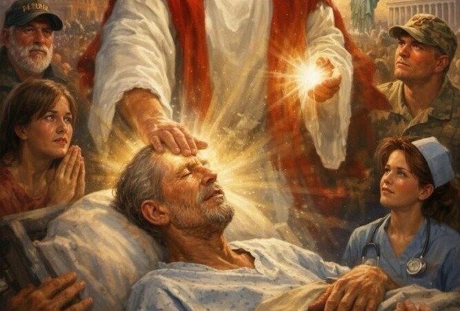 Imaginea controversată: Donald Trump, „vindecător” ca Iisus