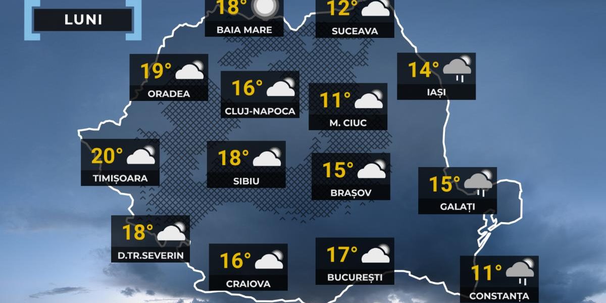 Vremea extremă pe 13 aprilie: România, între -3 și 21 grade, ploi și vânt