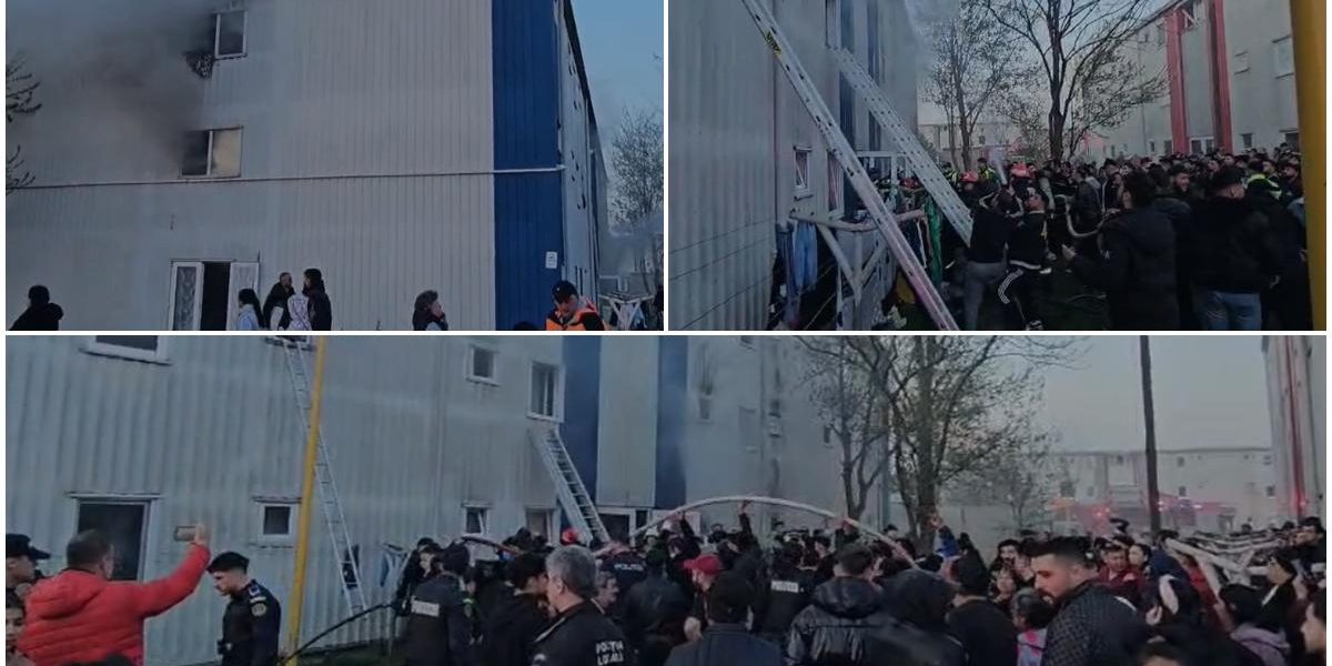 Incendiu în Constanța: 12 persoane, inclusiv 4 copii, la spital