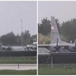 Bărbat, arestat după ce a atacat un avion militar american cu pumnii, filmat