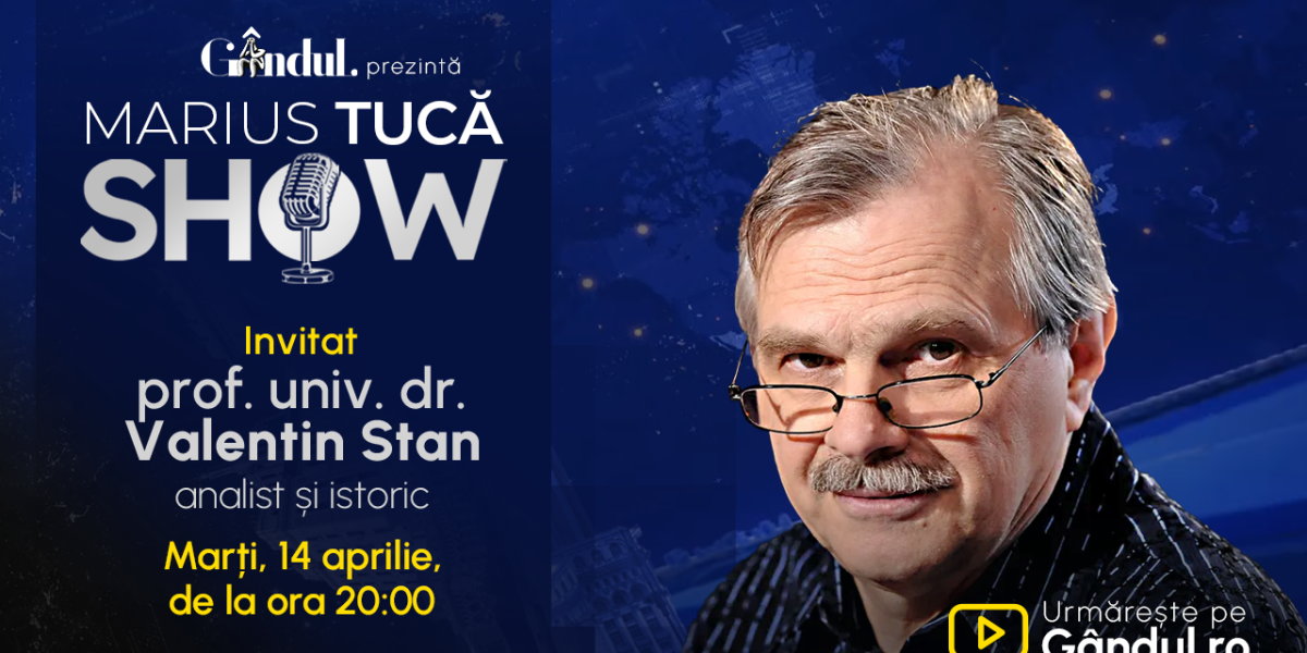 Marius Tucă revine pe Gândul: Prof. Valentin Stan, invitat marți, ora 20:00!