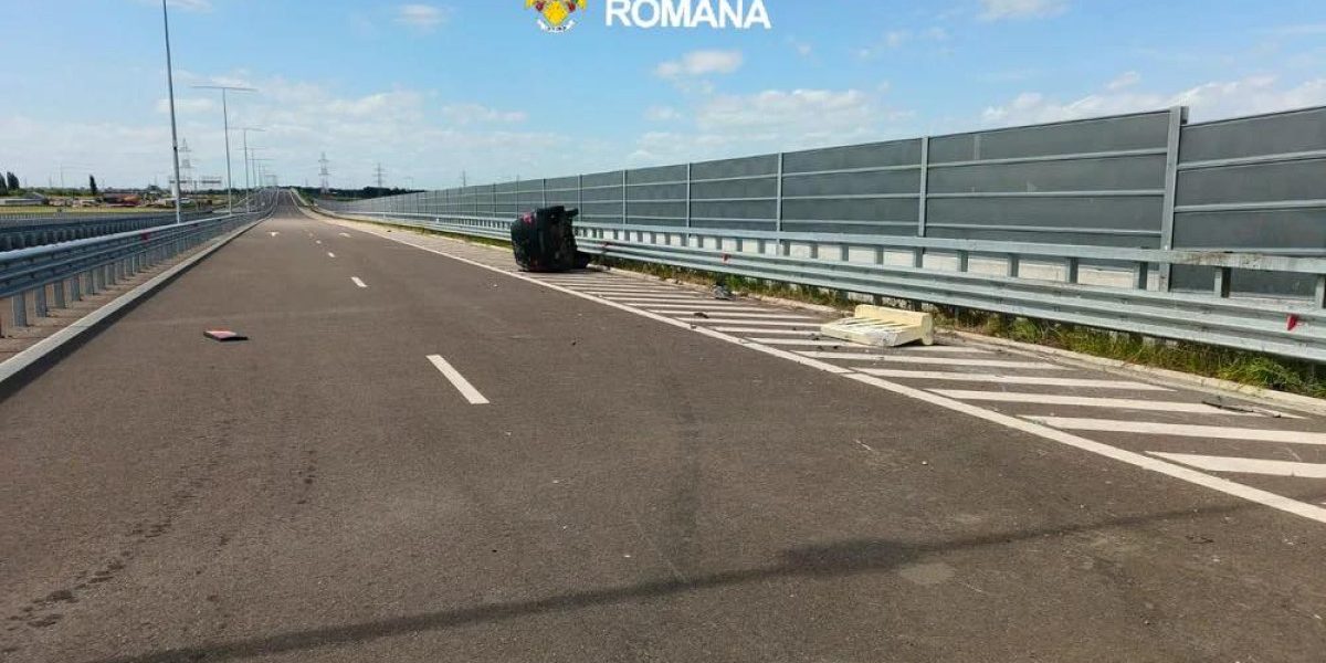 Răsturnare pe A2, la fuga de Poliție: Ce avea bărbatul în mașină