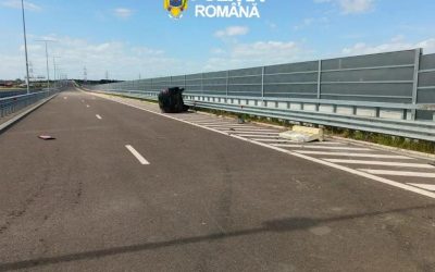 Răsturnare pe A2, la fuga de Poliție: Ce avea bărbatul în mașină