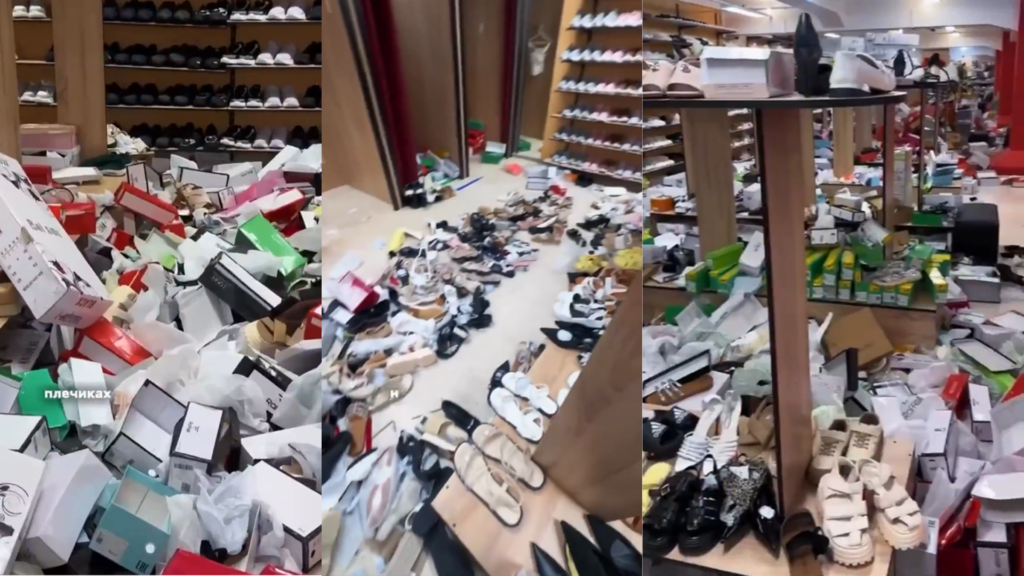 Magazin distrus la inaugurare: Bătaie pe oferte, zeci de produse furate