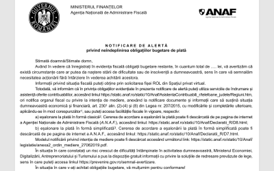 ANAF trimite alerte firmelor: „V-ați achitat, vă mulțumim”