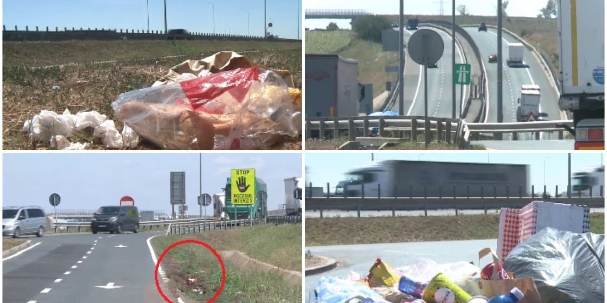 România, un camp de gunoaie la intrarea pe A1