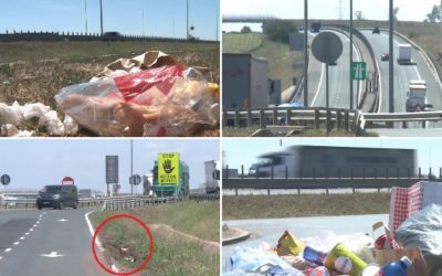 România, un camp de gunoaie la intrarea pe A1