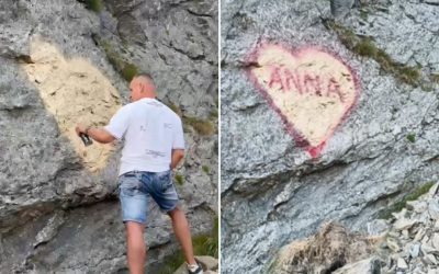 Stânca vandalizată pe Transfăgărășan. Polițistul: „Ce-a făcut?”