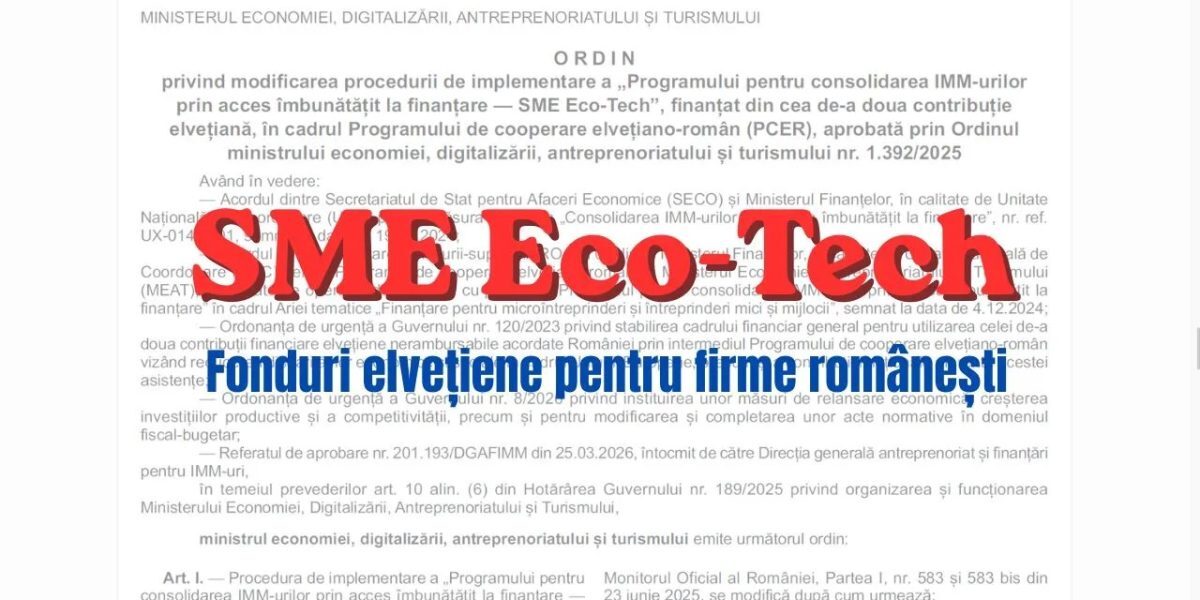Fonduri elvețiene: S-a eliminat o condiție cheie pentru IMM-uri